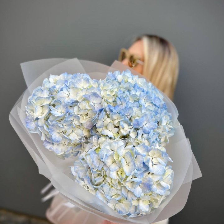 Букет из 3 голубых гортензий  в Ульяновске