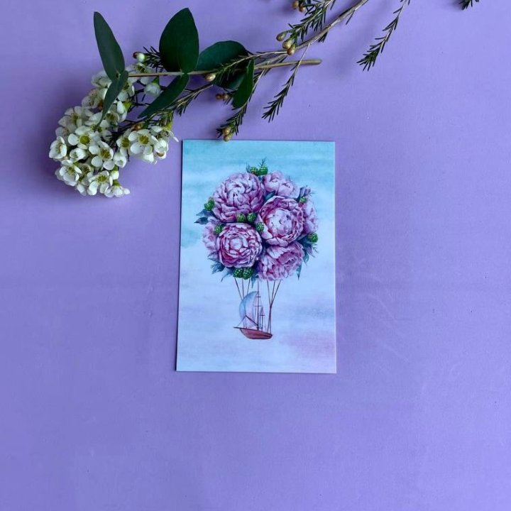 Открытка к букету "Пион" в Ульяновске