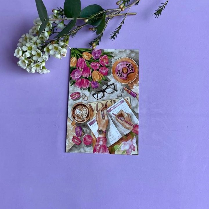 Открытка к букету "Леди на работе" в Ульяновске