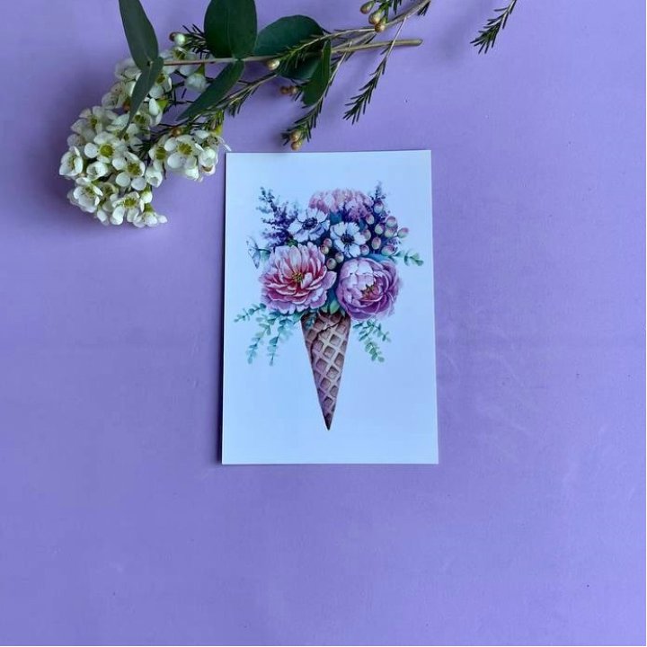 Открытка к букету "Цветочно-кремовый" в Ульяновске