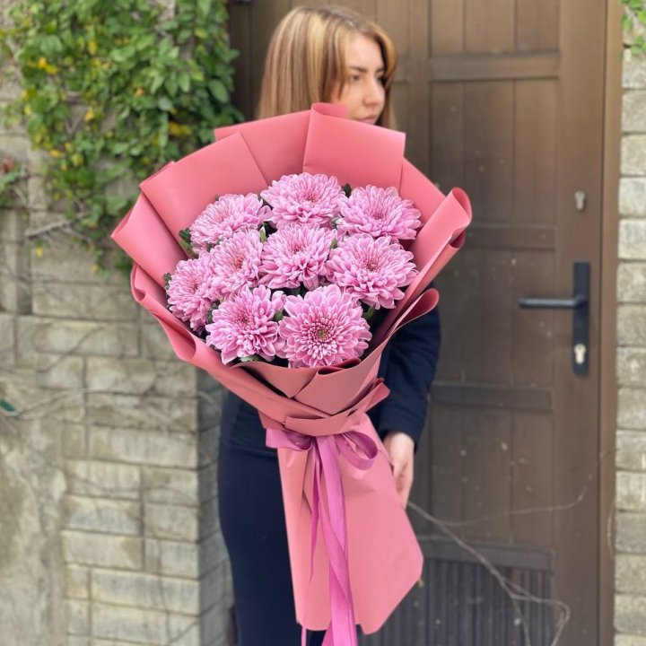 Букет хризантем розовый в Ульяновске