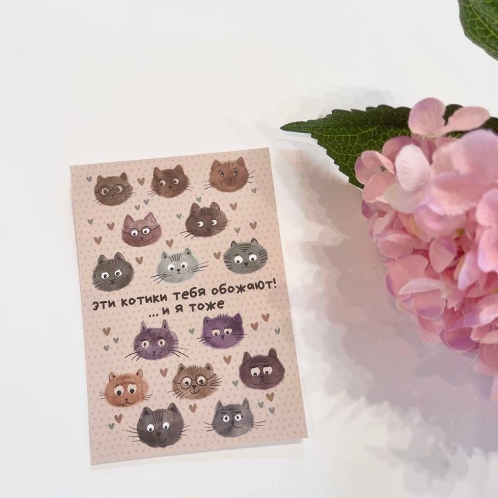 Открытка к букету "Котики" в Ульяновске